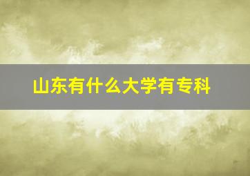 山东有什么大学有专科