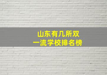 山东有几所双一流学校排名榜