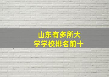 山东有多所大学学校排名前十