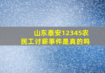 山东泰安12345农民工讨薪事件是真的吗