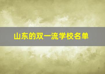 山东的双一流学校名单