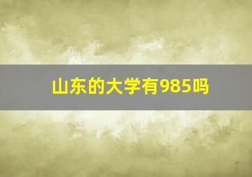 山东的大学有985吗