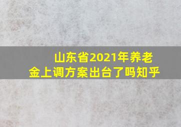 山东省2021年养老金上调方案出台了吗知乎