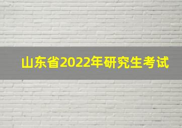 山东省2022年研究生考试