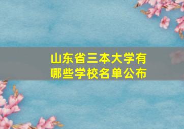 山东省三本大学有哪些学校名单公布