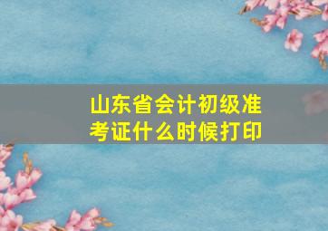 山东省会计初级准考证什么时候打印