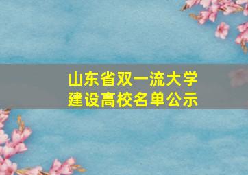 山东省双一流大学建设高校名单公示