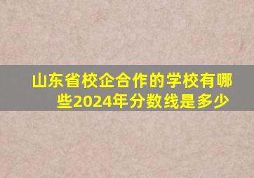 山东省校企合作的学校有哪些2024年分数线是多少