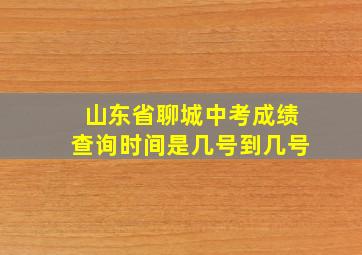 山东省聊城中考成绩查询时间是几号到几号