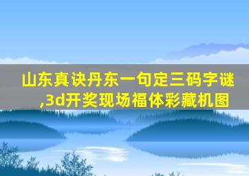 山东真诀丹东一句定三码字谜,3d开奖现场福体彩藏机图