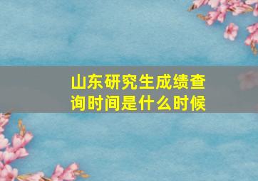 山东研究生成绩查询时间是什么时候