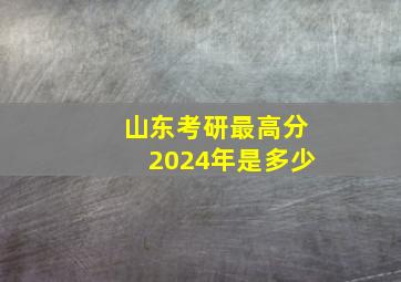 山东考研最高分2024年是多少