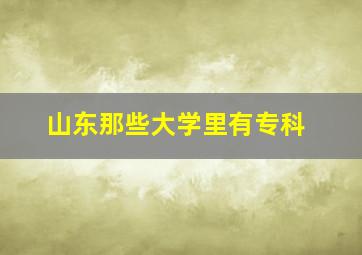 山东那些大学里有专科