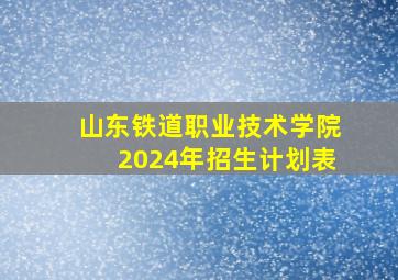 山东铁道职业技术学院2024年招生计划表