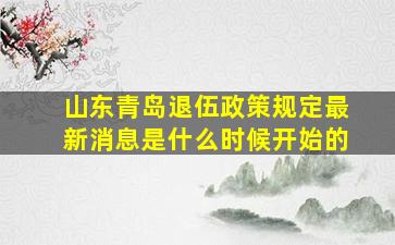 山东青岛退伍政策规定最新消息是什么时候开始的