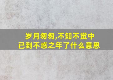 岁月匆匆,不知不觉中已到不惑之年了什么意思