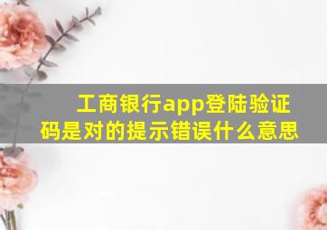 工商银行app登陆验证码是对的提示错误什么意思