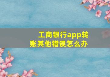 工商银行app转账其他错误怎么办