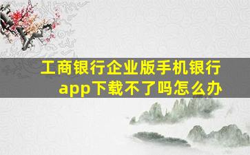 工商银行企业版手机银行app下载不了吗怎么办