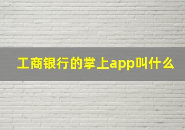 工商银行的掌上app叫什么