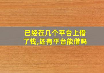 已经在几个平台上借了钱,还有平台能借吗