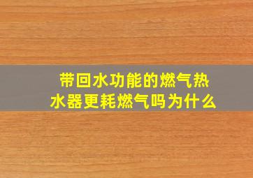 带回水功能的燃气热水器更耗燃气吗为什么