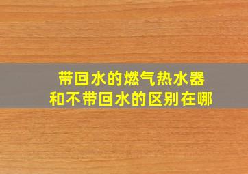 带回水的燃气热水器和不带回水的区别在哪