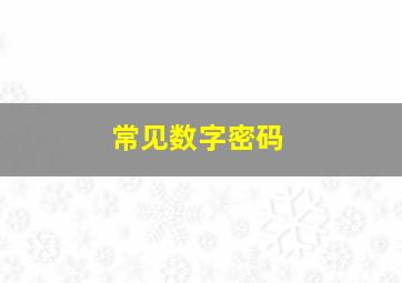 常见数字密码