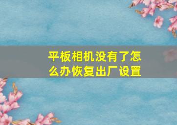 平板相机没有了怎么办恢复出厂设置