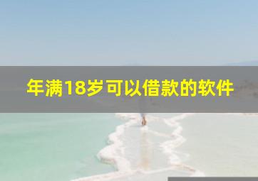 年满18岁可以借款的软件