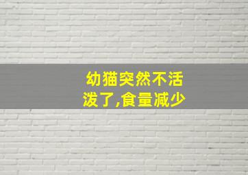 幼猫突然不活泼了,食量减少