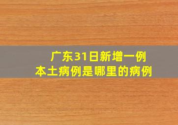 广东31日新增一例本土病例是哪里的病例