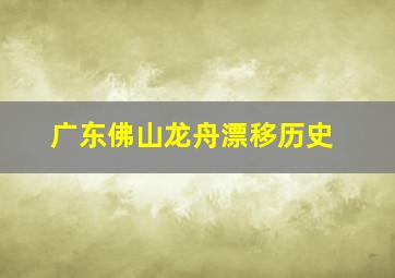 广东佛山龙舟漂移历史