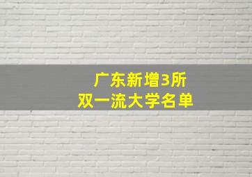 广东新增3所双一流大学名单