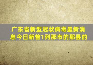 广东省新型冠状病毒最新消息今日新曾1列那市的那县的