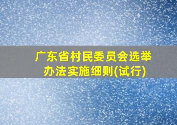 广东省村民委员会选举办法实施细则(试行)