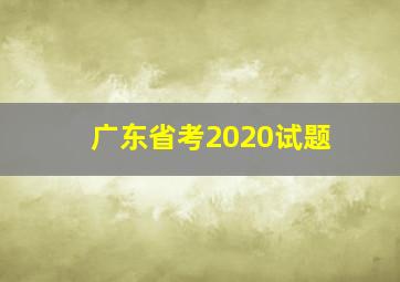 广东省考2020试题