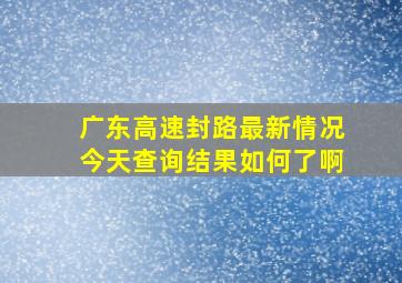 广东高速封路最新情况今天查询结果如何了啊