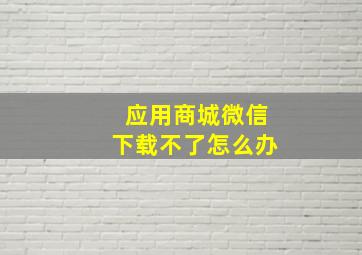 应用商城微信下载不了怎么办