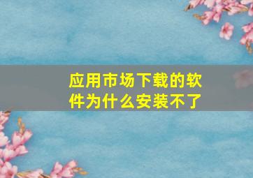 应用市场下载的软件为什么安装不了