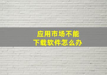 应用市场不能下载软件怎么办