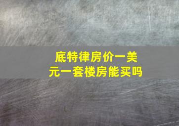 底特律房价一美元一套楼房能买吗