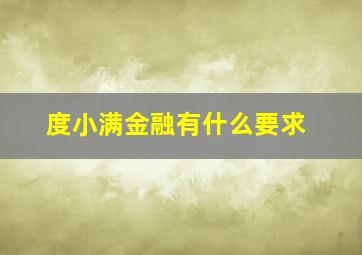 度小满金融有什么要求