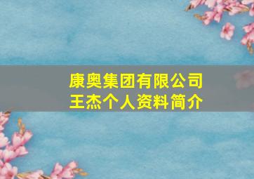 康奥集团有限公司王杰个人资料简介