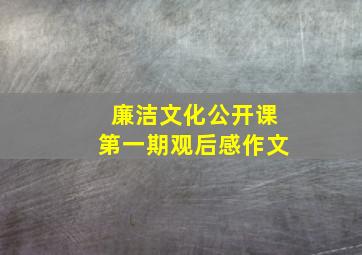 廉洁文化公开课第一期观后感作文