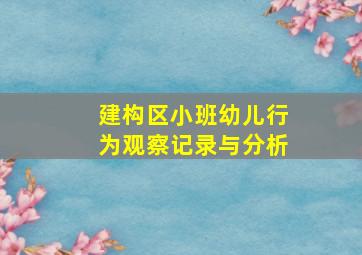 建构区小班幼儿行为观察记录与分析