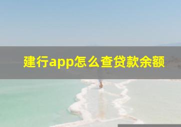 建行app怎么查贷款余额