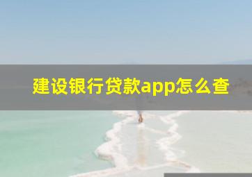 建设银行贷款app怎么查