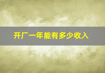 开厂一年能有多少收入