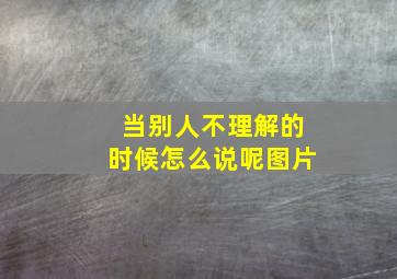 当别人不理解的时候怎么说呢图片